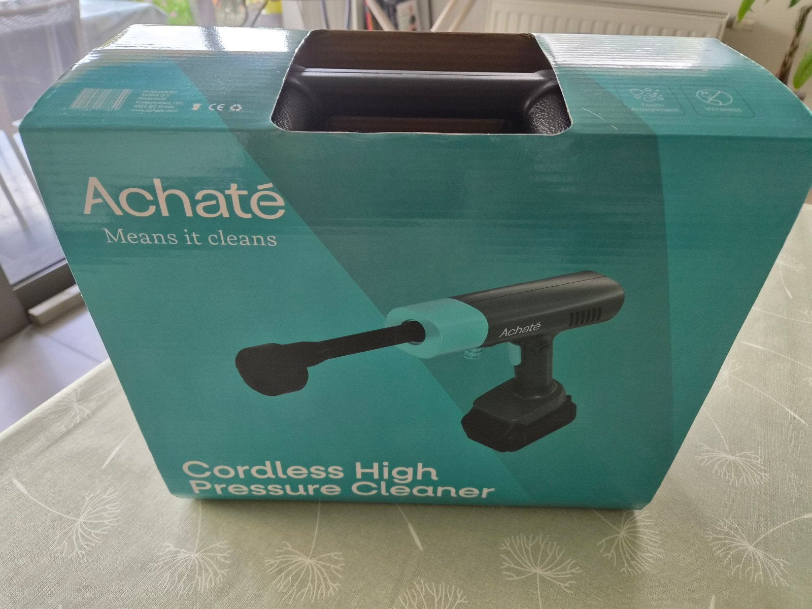Draadloze Hogedrukreiniger + reservebatterij, Tuin en Terras, Hogedrukreinigers, Ophalen, Achate, Accu, Nieuw