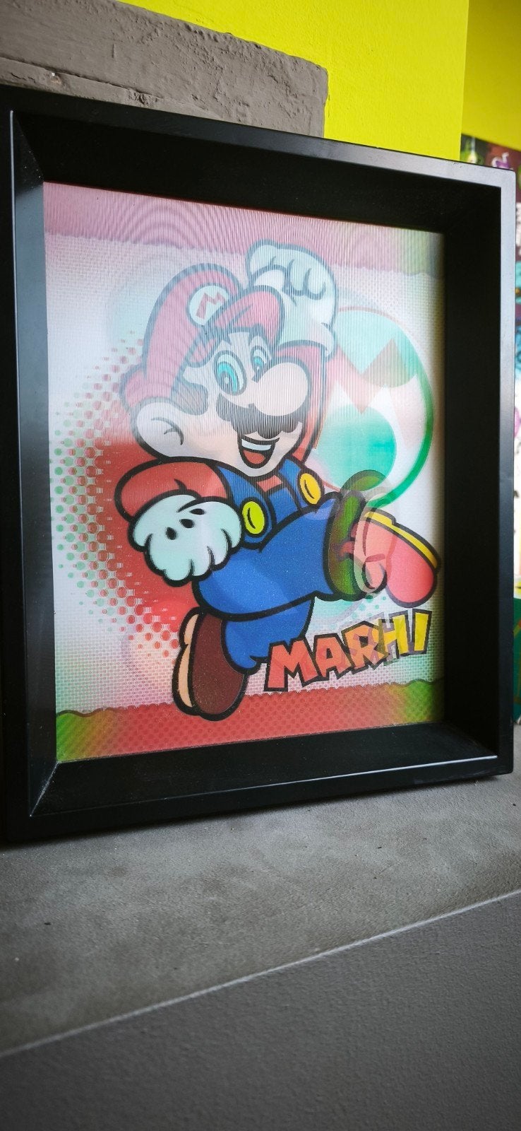 Cadre lenticulaire Super Mario / Yoshi (change selon l'angle, Enfants & Bébés, Noir, Enlèvement, Décoration murale, À suspendre