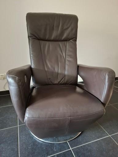 Hukla Elektrische Design Relaxzetel – Bruin Leder, Ophalen, Gebruikt, Leer