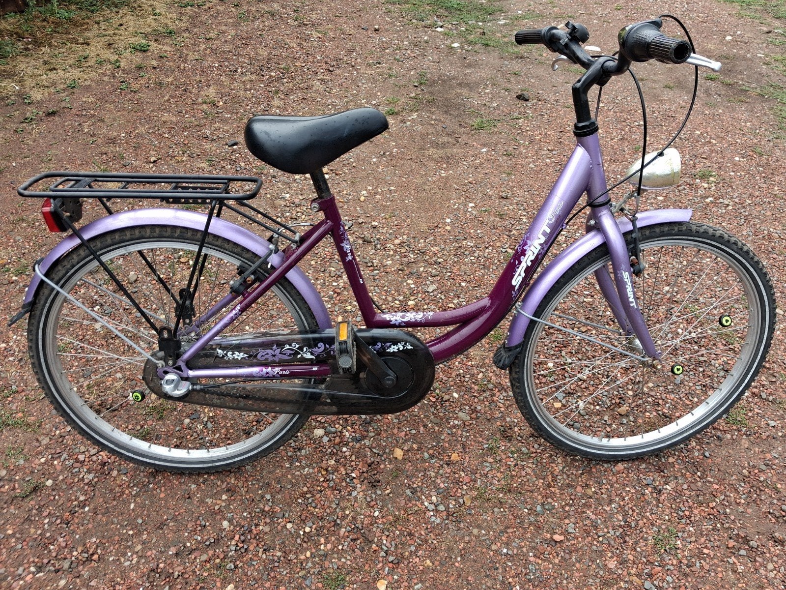 meisjesfiets 24 inch paarstinten, Ophalen, Terugtraprem, Versnellingen, Gebruikt