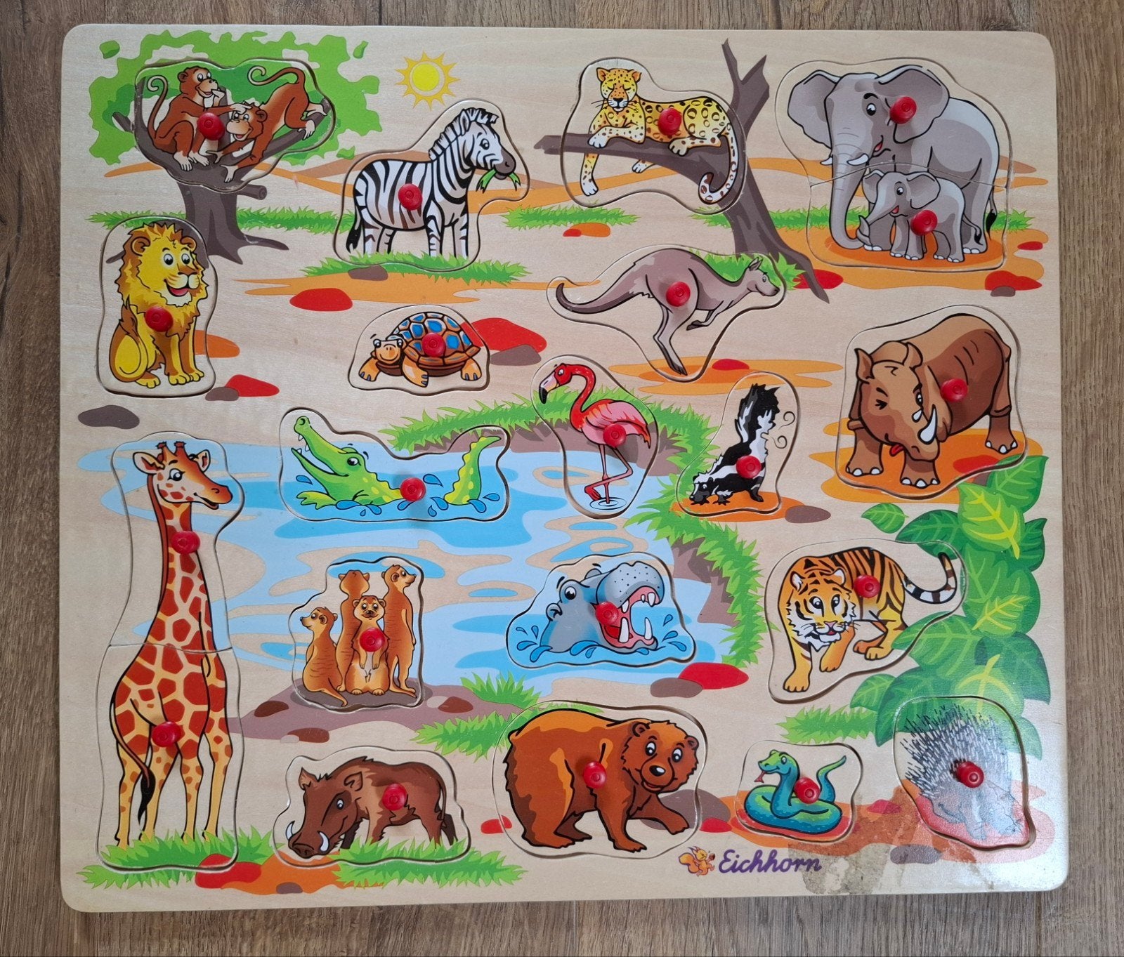 Vrolijke Eichhorn houten mega noppenpuzzel, Ophalen, Zo goed als nieuw, Van hout