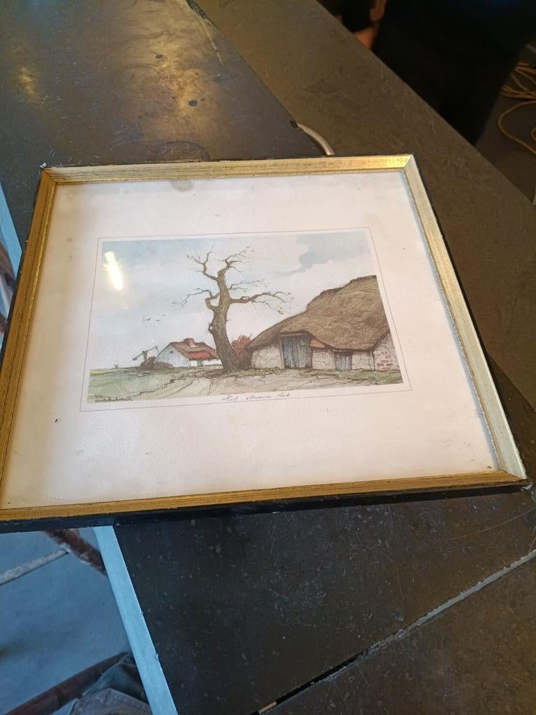 Ets Dirk baksteen. Het strooien dak, Antiek en Kunst, Ophalen of Verzenden