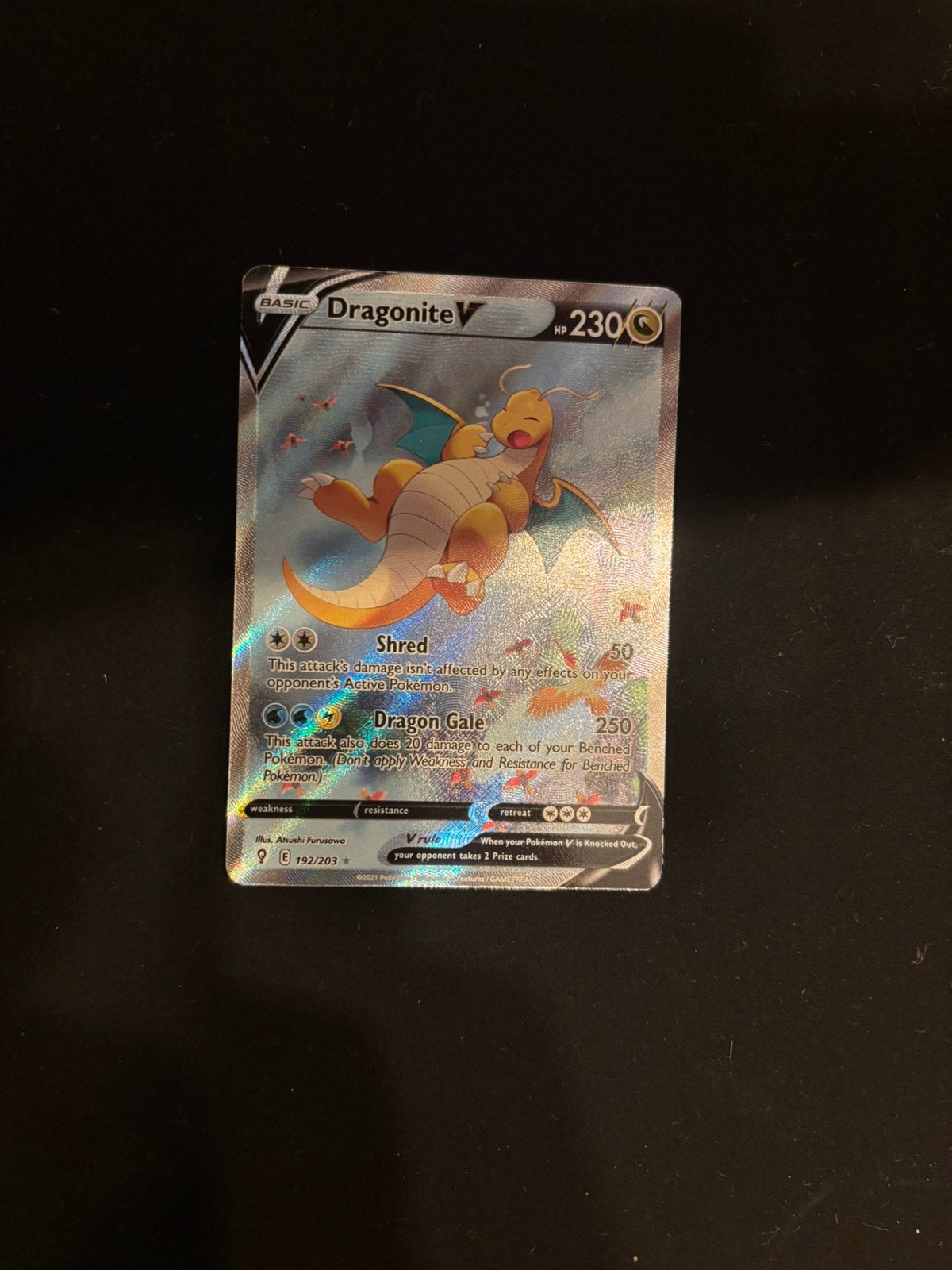 Pokemon kaart - Dragonite V EVS, Hobby en Vrije tijd, Ophalen, Nieuw, Losse kaart, Foil