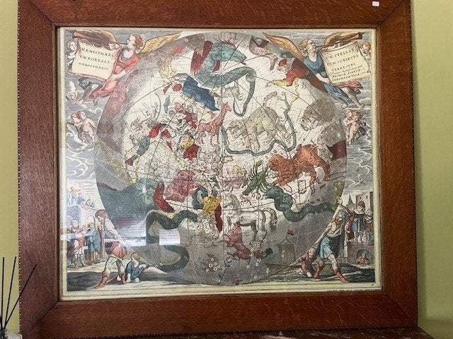 Astrologische dierenkaart, Antiquités & Art, Art | Peinture | Classique, Autres sujets, Sous verre, Enlèvement, Impression