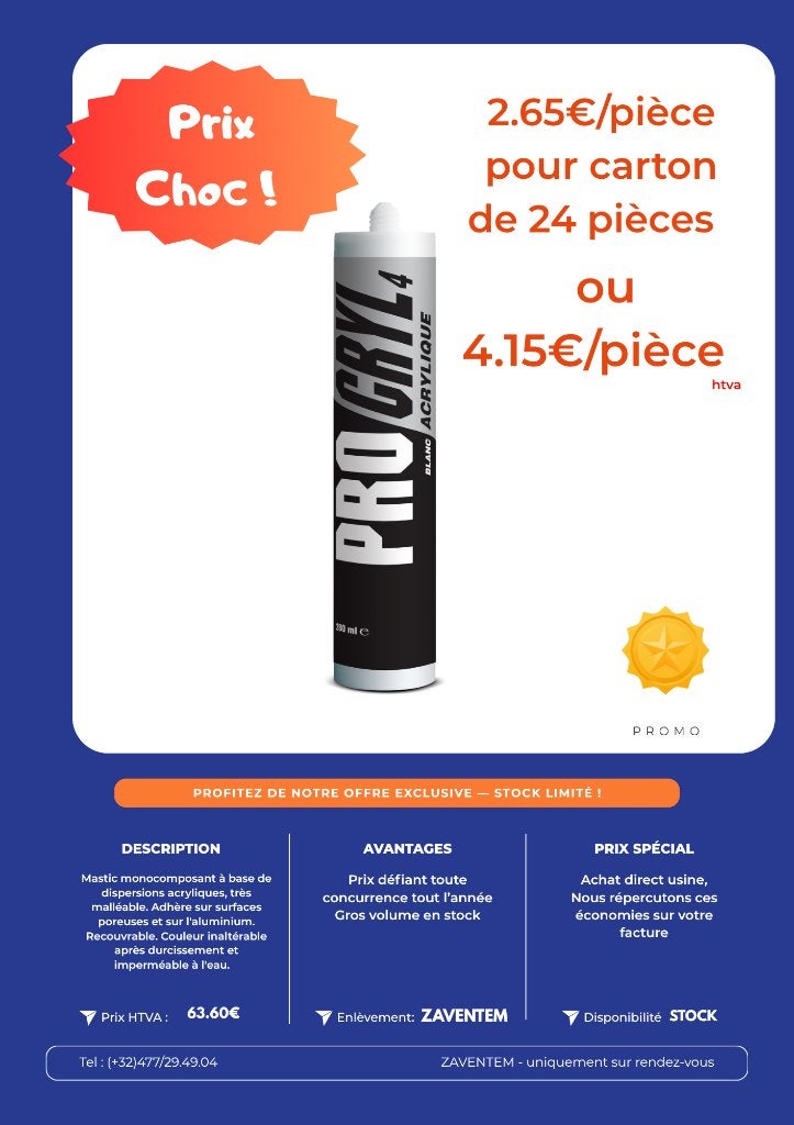MASTIC PROCRYL SOUDAL 280ML — BLANC, Ophalen, Nieuw