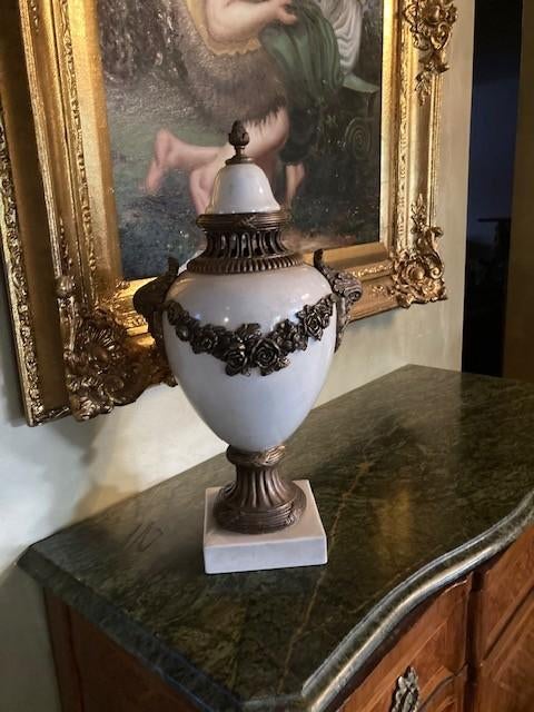 Grote cassolette vaas met brons, Antiek en Kunst, Ophalen