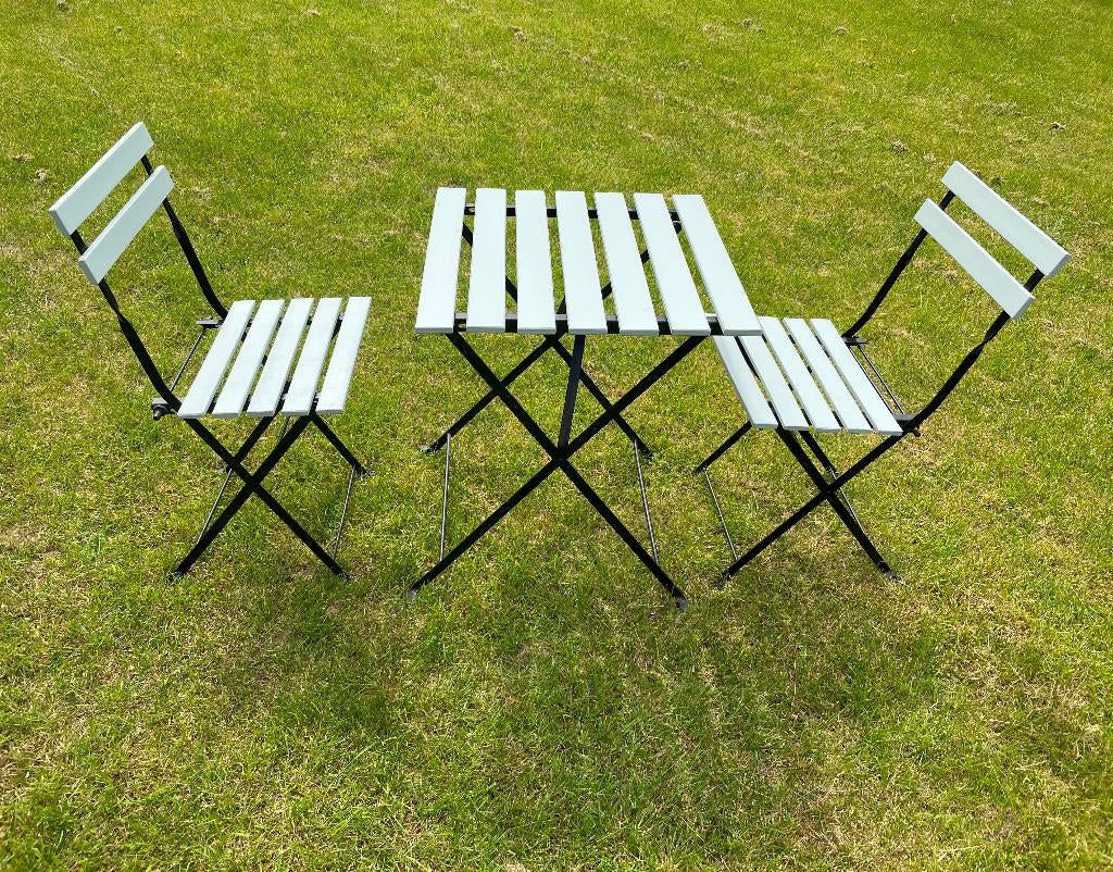 Table pliable + 2 chaises pliable, Enlèvement, Utilisé, Carré, Autres matériaux
