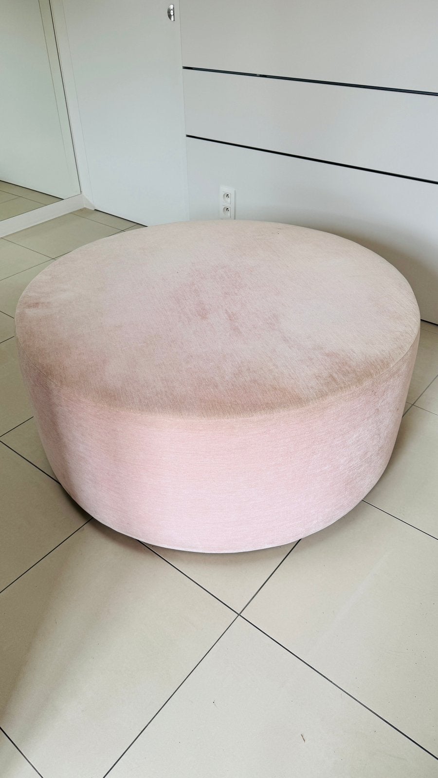 Pouf rond de luxe en velours - fabriqué sur mesure - Ø100 cm, Maison & Meubles, Design, Rond, Enlèvement, Utilisé