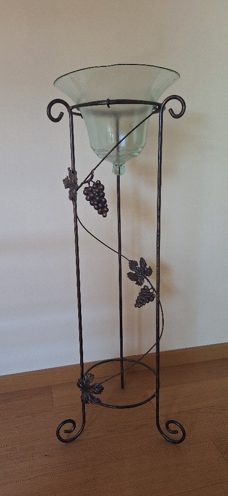 Glazen bloempot op ijzere voet, Enlèvement, Utilisé, Autres matériaux, Intérieur
