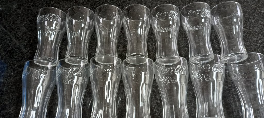14 coca cola glazen 33 cl, Ophalen, Zo goed als nieuw, Frisdrankglas