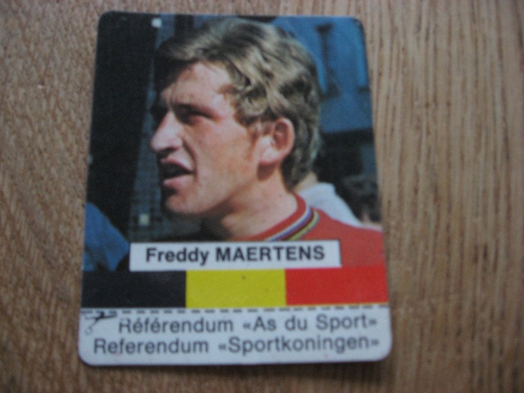 Sticker Freddy Maertens Wielrenner 1974 6,5 x 8 cm, Ophalen of Verzenden, Nieuw, Poster, Plaatje of Sticker