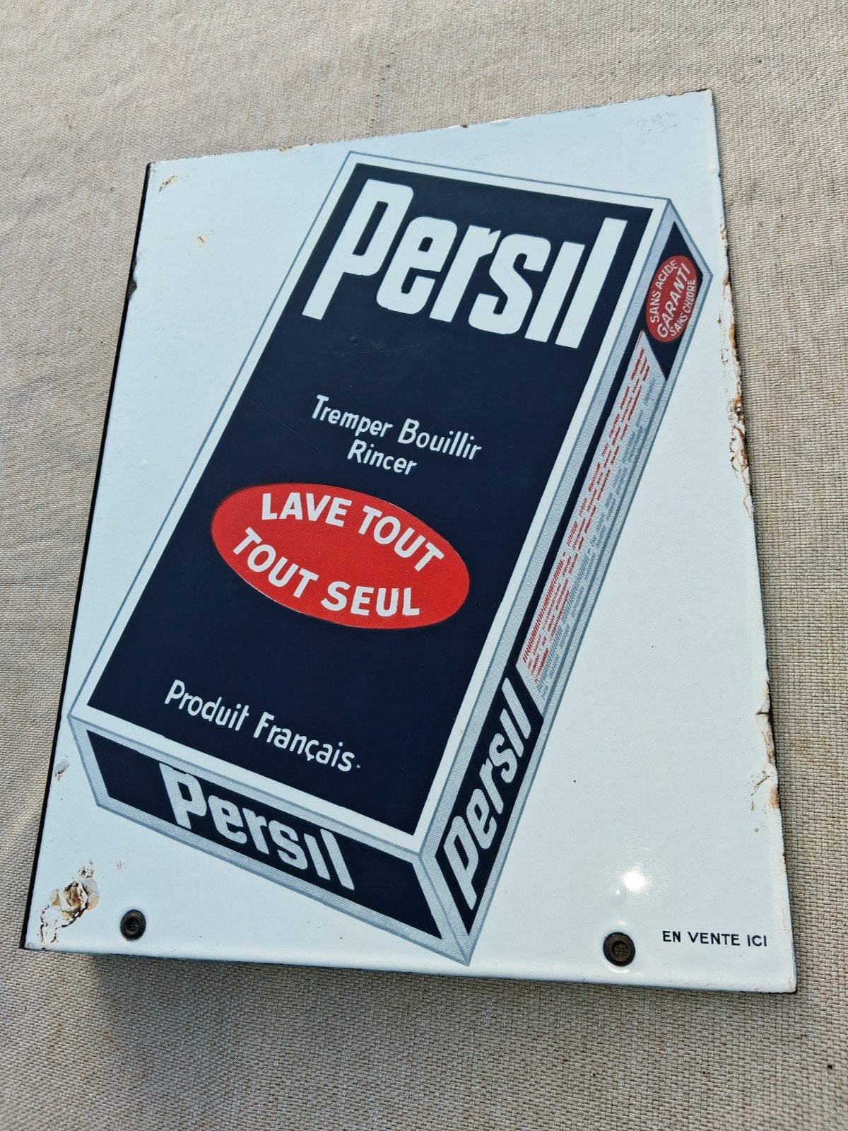 Vintage emaille reclamebord PERSIL, Collections, Enlèvement ou Envoi, Comme neuf, Panneau publicitaire
