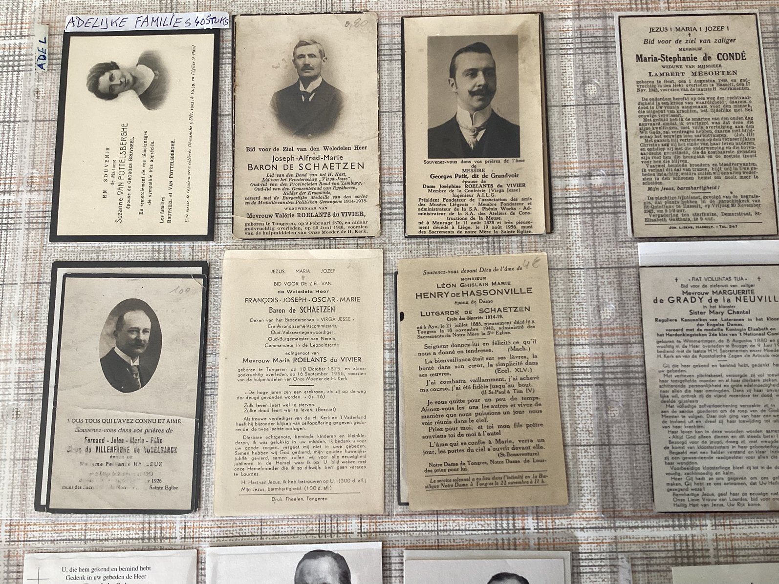 Personen van Adel, of Adelijke afkomst, 40 stuks, 12 foto’s., Ophalen of Verzenden, Rouwkaart