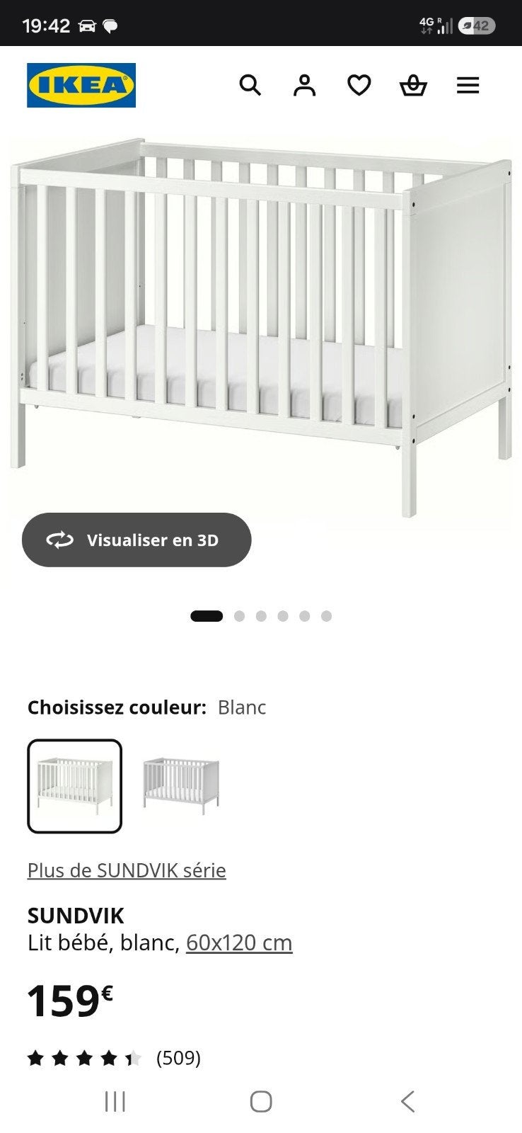 SUNDVIK Babybed, wit, 60x120 cm + matras
Babybed, wit, Kinderen en Baby's, Kinderkamer | Complete kinderkamers, Ophalen, Gebruikt