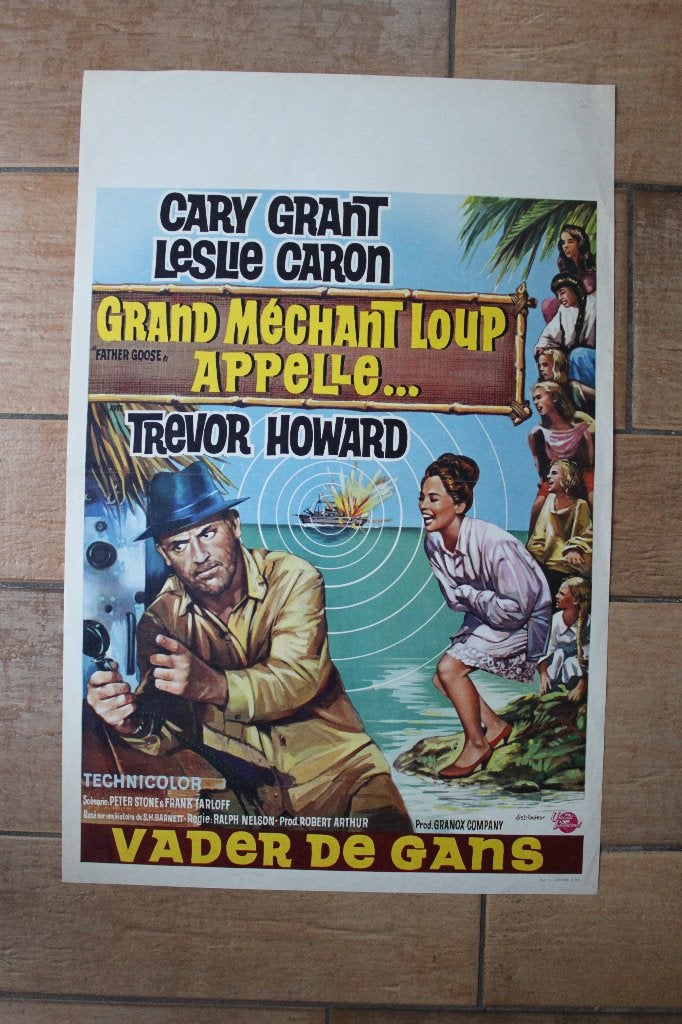 filmaffiche Cary Grant Father Goose 1964 filmposter, Enlèvement ou Envoi, Rectangulaire vertical, A1 jusqu'à A3, Comme neuf
