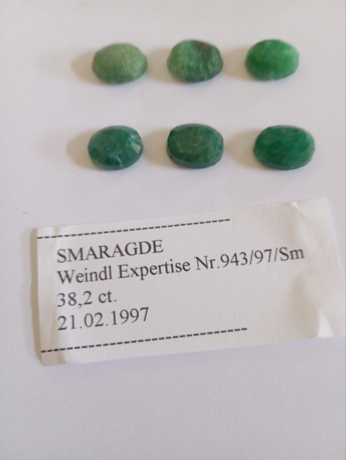 6x Natuurlijke Smaragd / Emerald – totaal 38,2 ct – met expe, Handtassen en Accessoires, Ophalen of Verzenden