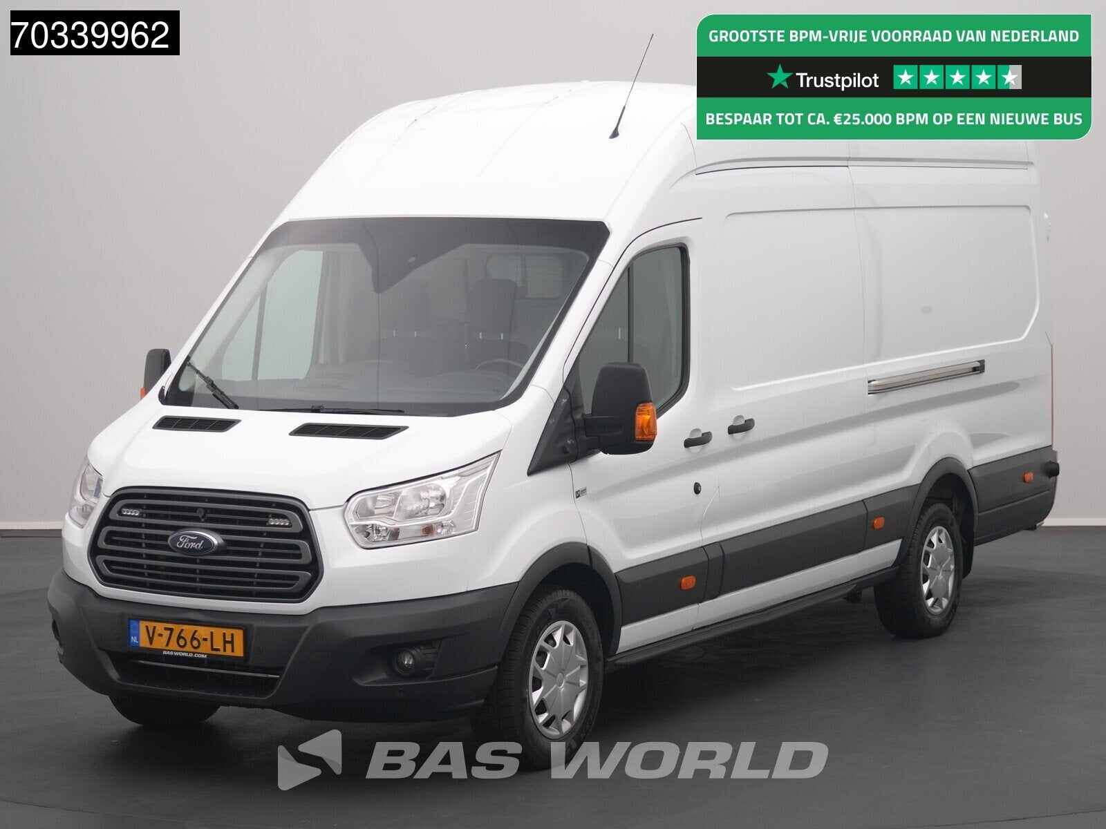 Ford Transit 130pk L4H3 Dubbele Schuifdeur Werkplaatsinricht, Stof, Euro 6, 2000 kg, Wit