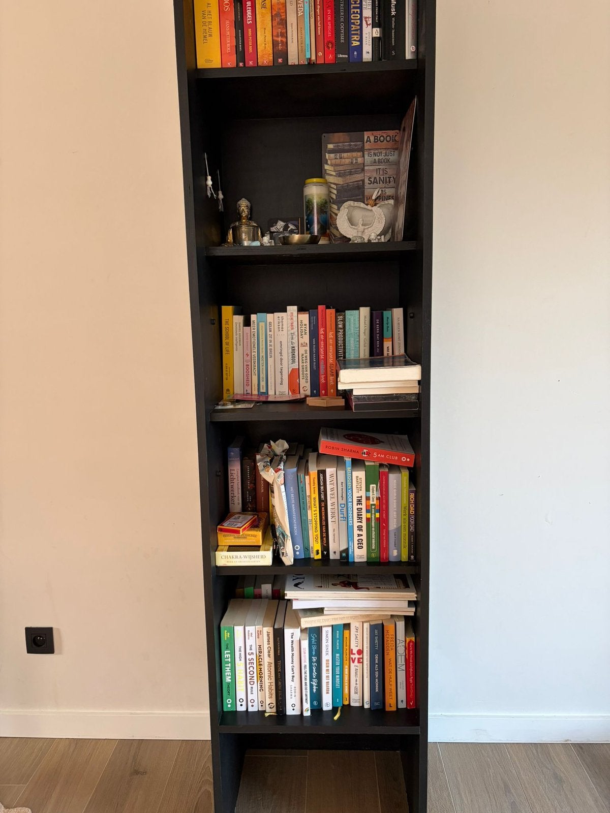 Zwart geverfde boekenkast, 25 à 50 cm, Avec tablette(s), Autres essences de bois, Enlèvement