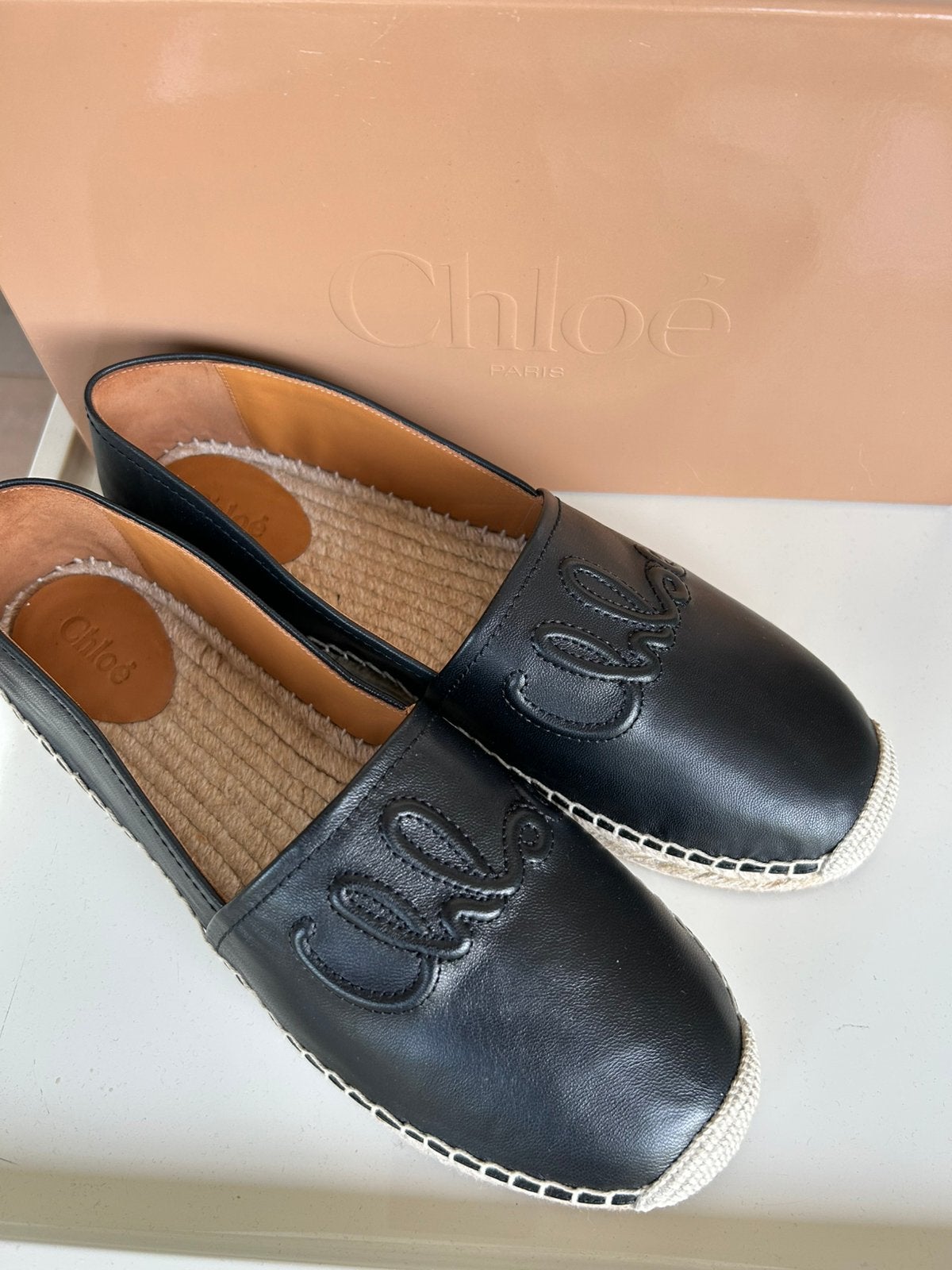 Chloe espadrilles leder mt 40, Verzenden, Zo goed als nieuw, Zwart