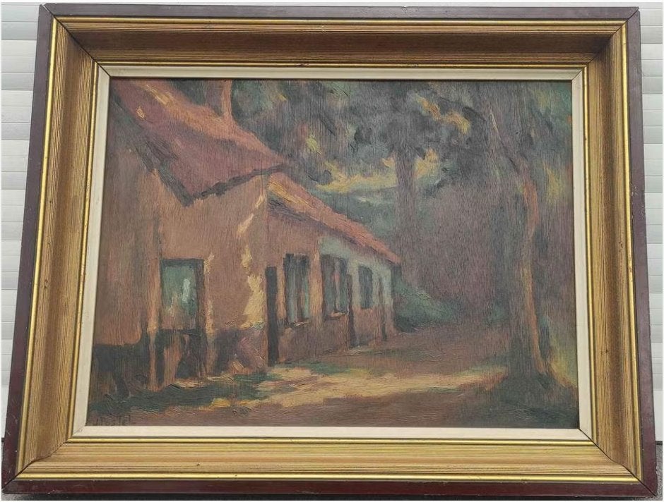 huile sur panneau  signe jules postel, Antiek en Kunst, Ophalen of Verzenden, Paneel