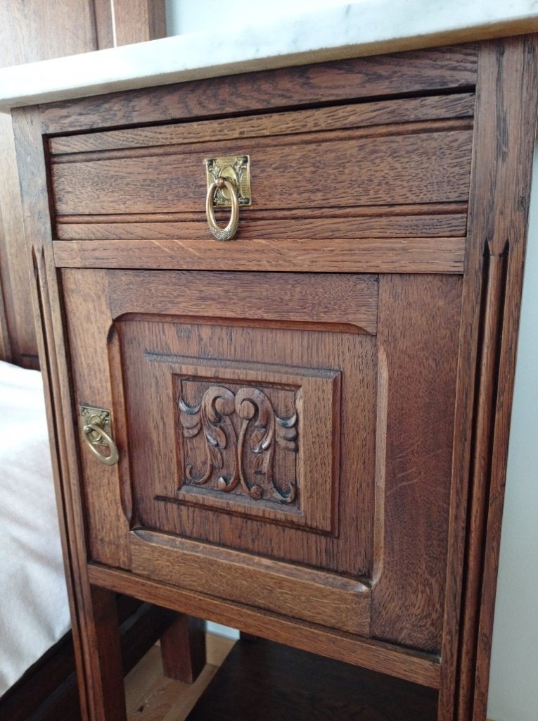 volledige slaapkamer dubbel bed+kast+commode, Antiek en Kunst, Ophalen