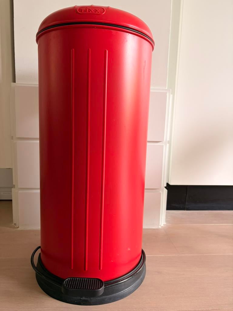 RIXX - Poubelle 30L - acier rouge mat, Osier, Enlèvement, Utilisé, 30 à 40 litres