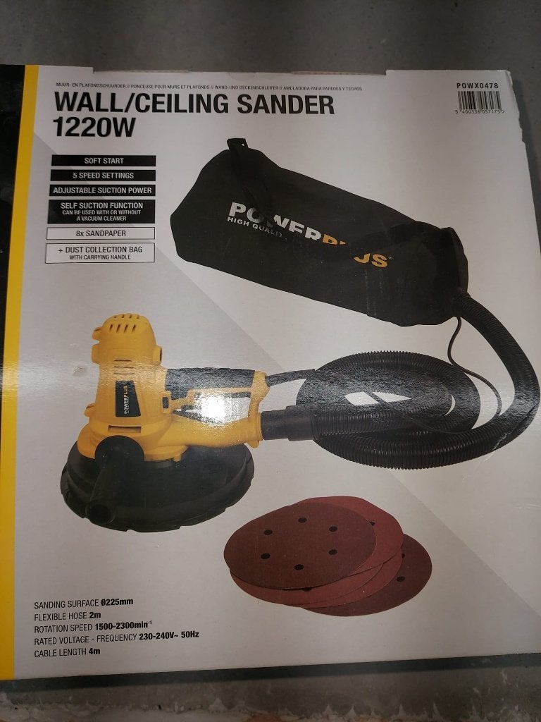 Power plus wall/ceiling sander, Bricolage & Construction, Enlèvement, Utilisé, 1200 watts ou plus, Ponceuse orbitale