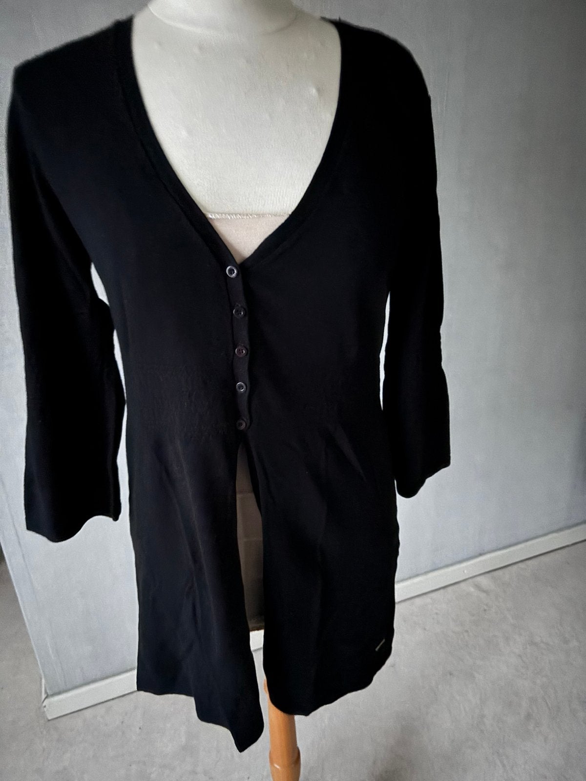 Zwarte lange gilet, Ophalen of Verzenden, Gedragen, Maat 38/40 (M), Zwart