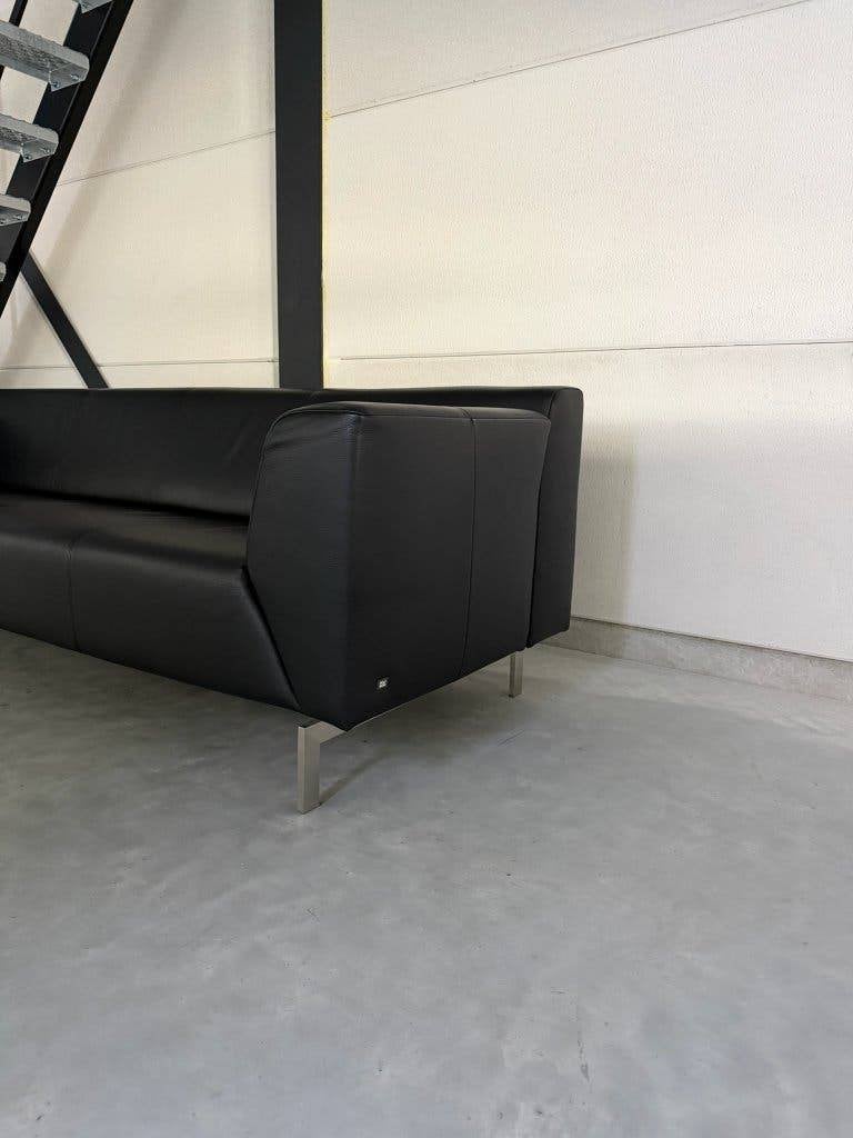 Rolf Benz 318 Linea - Cuir noir - Parfait état, 75 à 100 cm, Pode Leolux Jori Cassina Minotti, Banc droit, Comme neuf