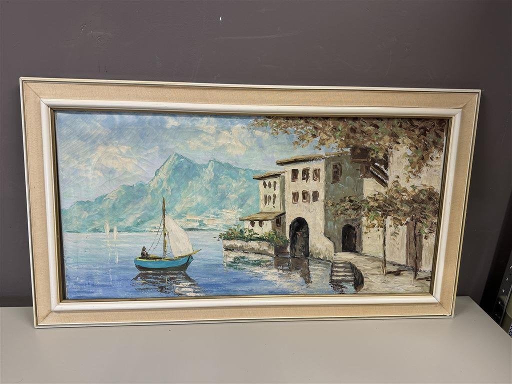 Schilderij zeilboot op het water, Antiek en Kunst, Ophalen of Verzenden