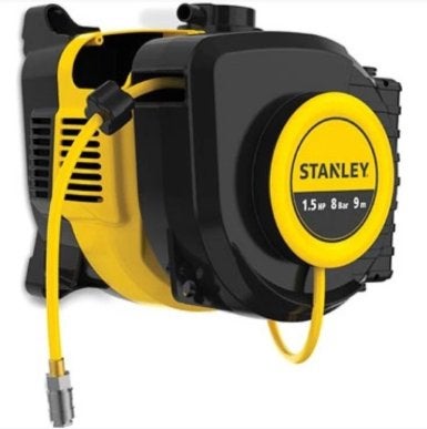 Stanley Luchtcompressor met haspel, Doe-het-zelf en Bouw, 6 tot 10 bar, Ophalen of Verzenden, Zo goed als nieuw, Minder dan 200 liter/min