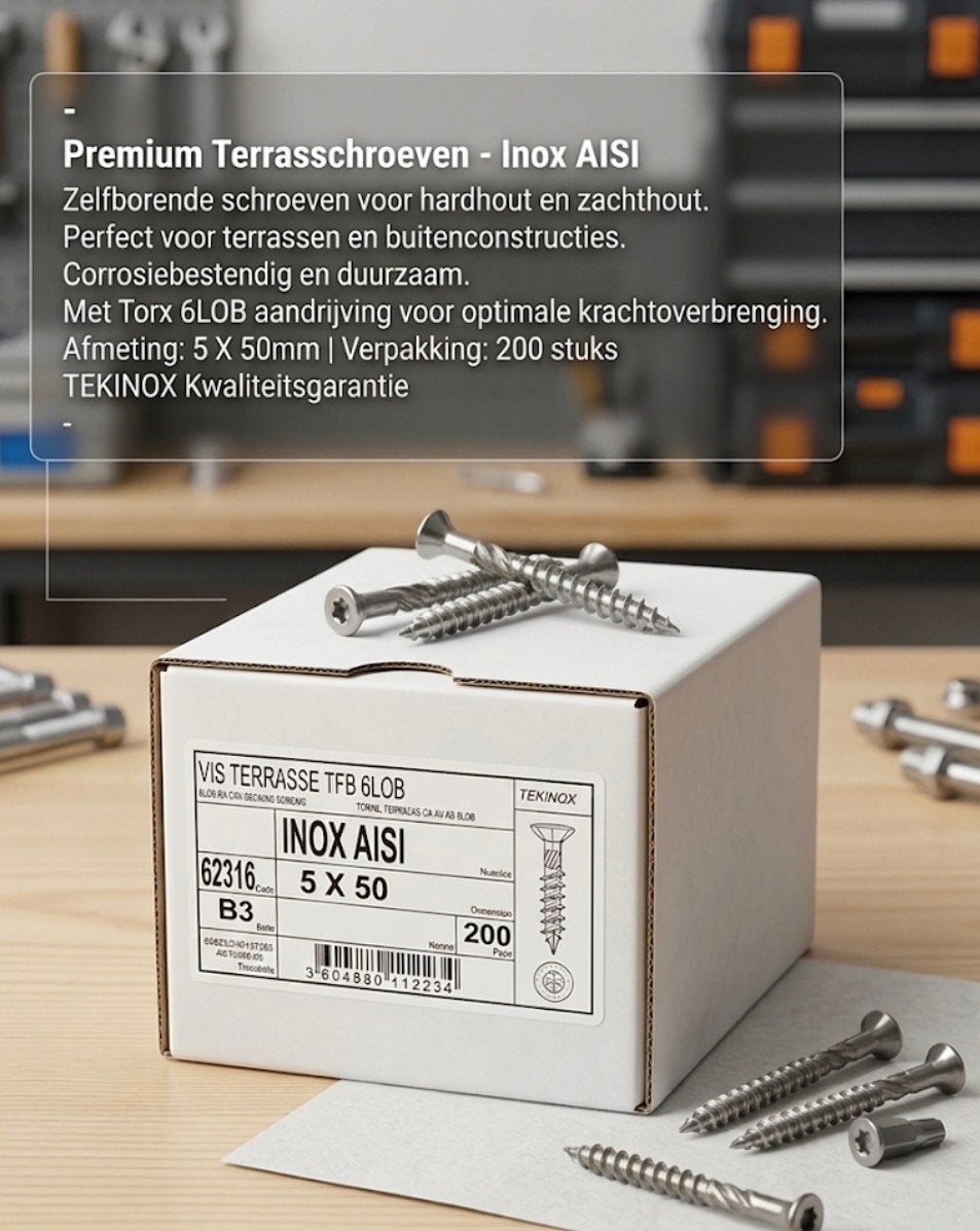 Inox terrasschroeven 5x50, Enlèvement, Inox