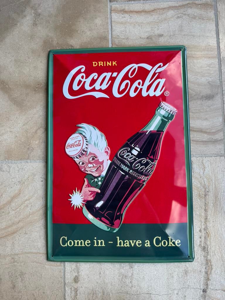 Groot reclamebord coca-cola, Ophalen, Zo goed als nieuw, Reclamebord