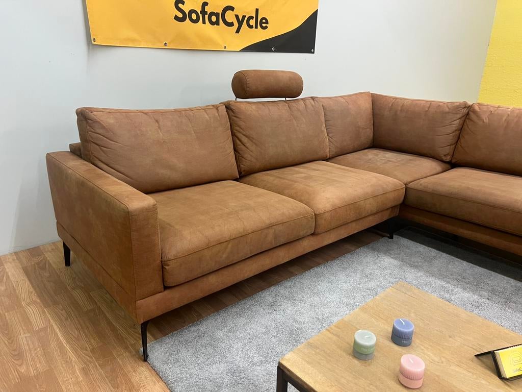 Cognac Hoekzetel / Gereinigd en Geleverd aan huis -SofaCycle, Huis en Inrichting, Ophalen of Verzenden, Zo goed als nieuw, SofaCycle