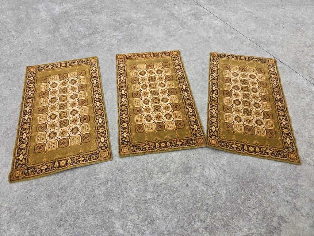 Ensemble de 3 tapis vintage avec motif rétro classique, Maison & Meubles, 100 à 150 cm, Enlèvement ou Envoi, Vintage, Vert