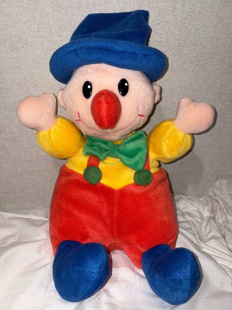 Vrolijke clown knuffel – Kleurrijk met blauwe hoed, Ophalen of Verzenden, Nieuw