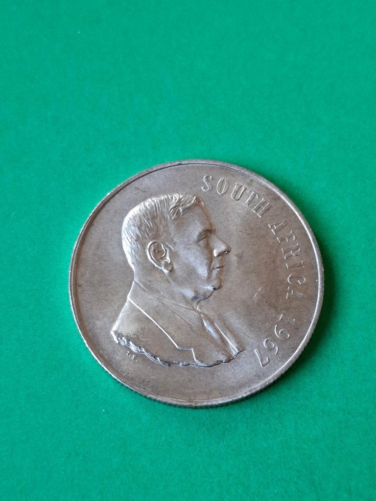1967 Zuid Afrika 1 rand zilver Verwoerd springbok, Verzenden, Zuid-Afrika, Losse munt, Zilver