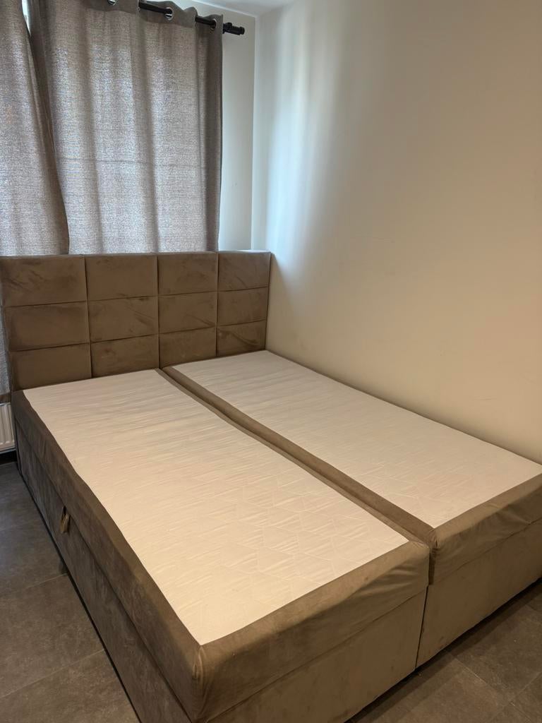 Lit 2 places avec 2 coffres, Maison & Meubles, Enlèvement, Comme neuf
