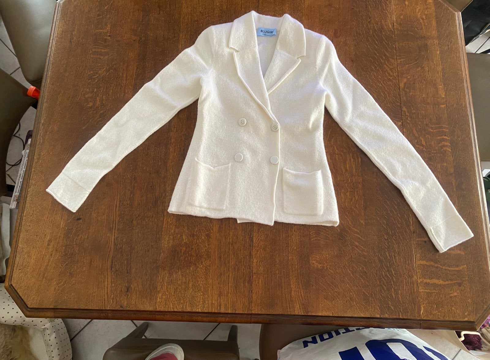 Prachtig wit pluizig Blugirl vest M Broek S, Ophalen of Verzenden, Zo goed als nieuw, Maat 36 (S), Wit
