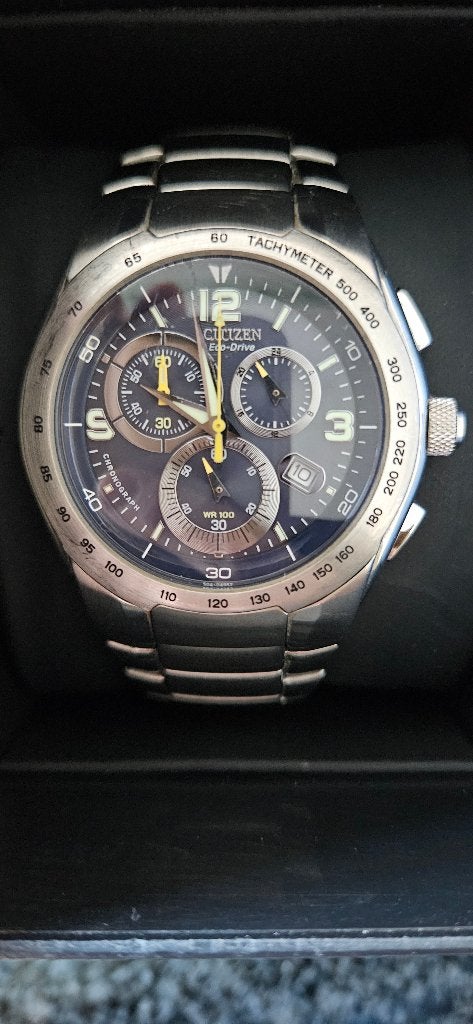 Citizen Chronograph Tachymeter - eco-drive - diver, Staal, Staal, Ophalen of Verzenden, Polshorloge
