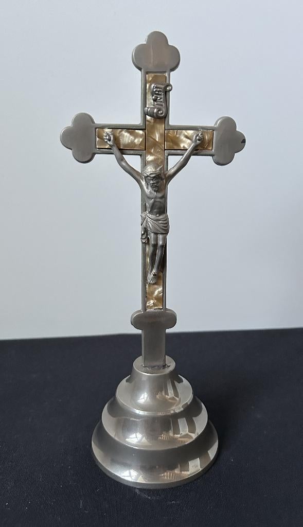 Mooi Metalen Kruisje met Jezus, Antiek en Kunst, Antiek | Religieuze voorwerpen, Ophalen of Verzenden