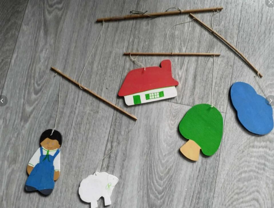 Houten retro mobiel, Kinderen en Baby's, Ophalen of Verzenden, Gebruikt, Overige typen