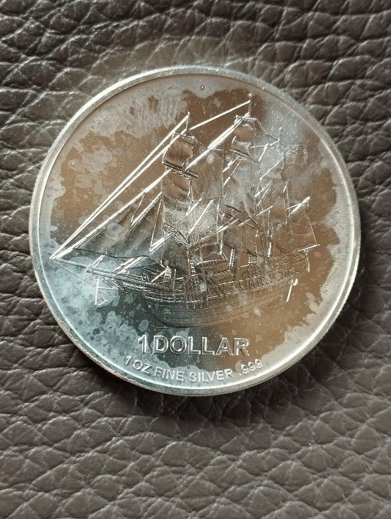 1 oz.999 zilveren munt cook islands Bounty 2009, Postzegels en Munten, Munten | Oceanië, Ophalen of Verzenden, Losse munt, Zilver