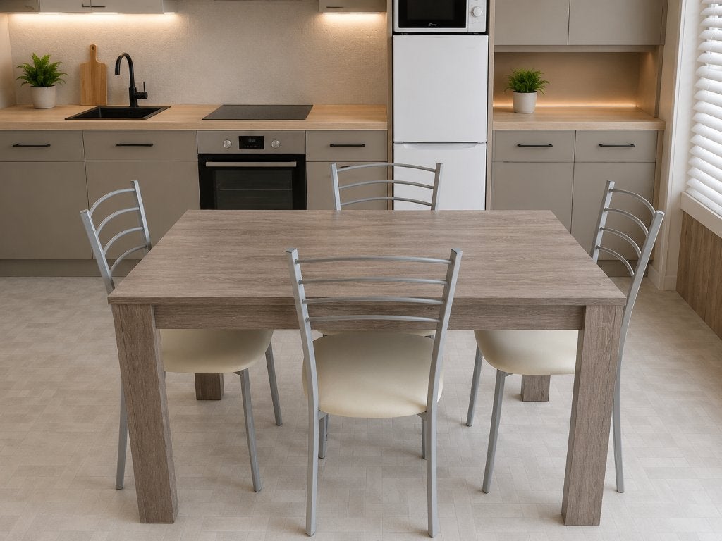 Eettafel + 4 stoelen, Huis en Inrichting, Complete eetkamers, Gebruikt, 4 tot 6 stoelen, Ophalen