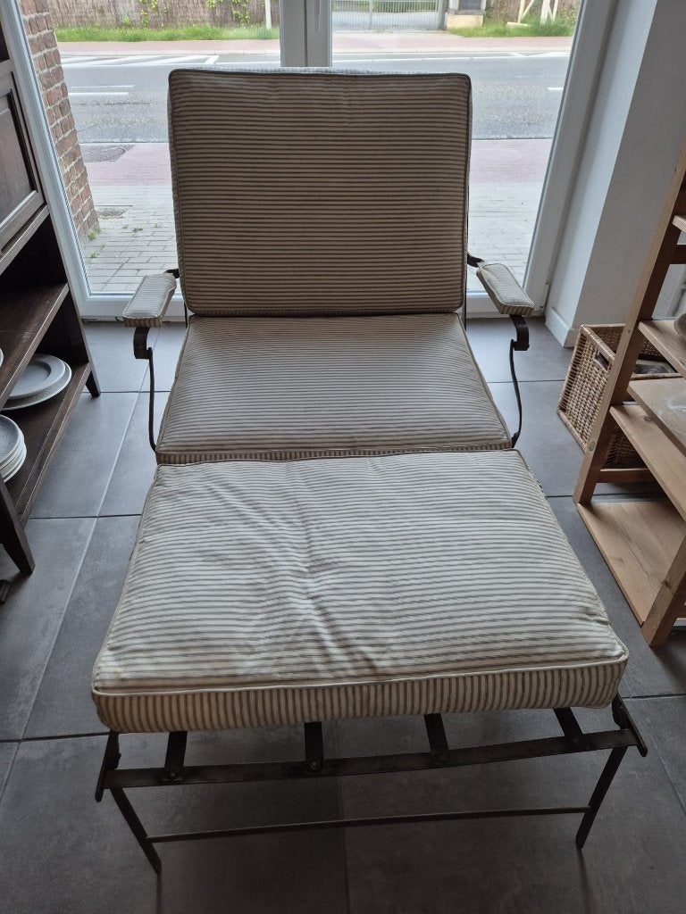Antieke ligbed tuin, Ophalen, Gebruikt, Metaal, Inklapbaar
