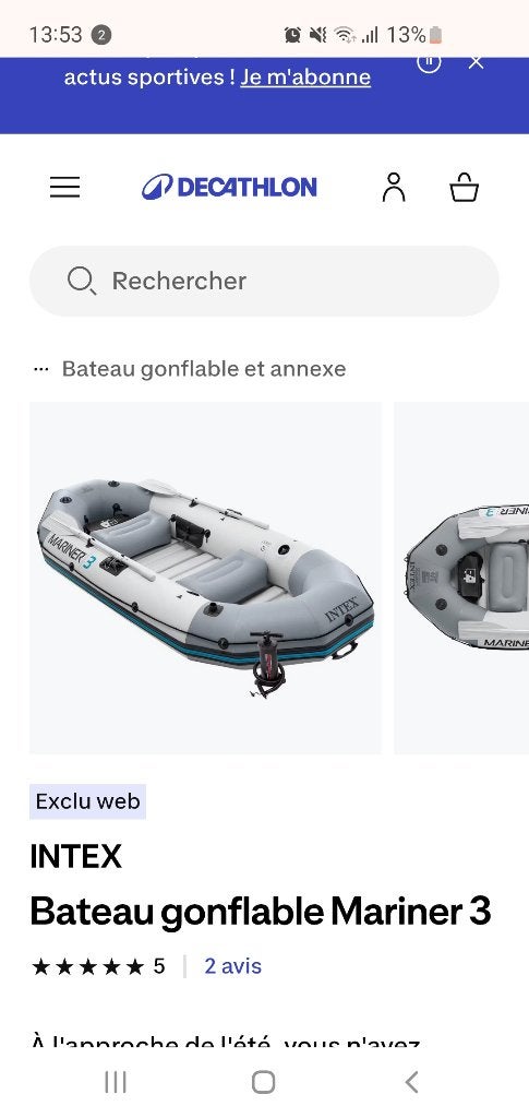 Bateau " mariner 3 "" NEUF 100%, Sports nautiques & Bateaux, Enlèvement, Neuf, Autres marques, Autres matériaux