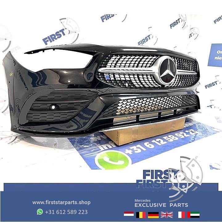 W118 C118 AMG LINE VOORBUMPER ZWART Mercedes 2018-2022 ORIGI, Gebruikt, -, Voor, Ophalen of Verzenden