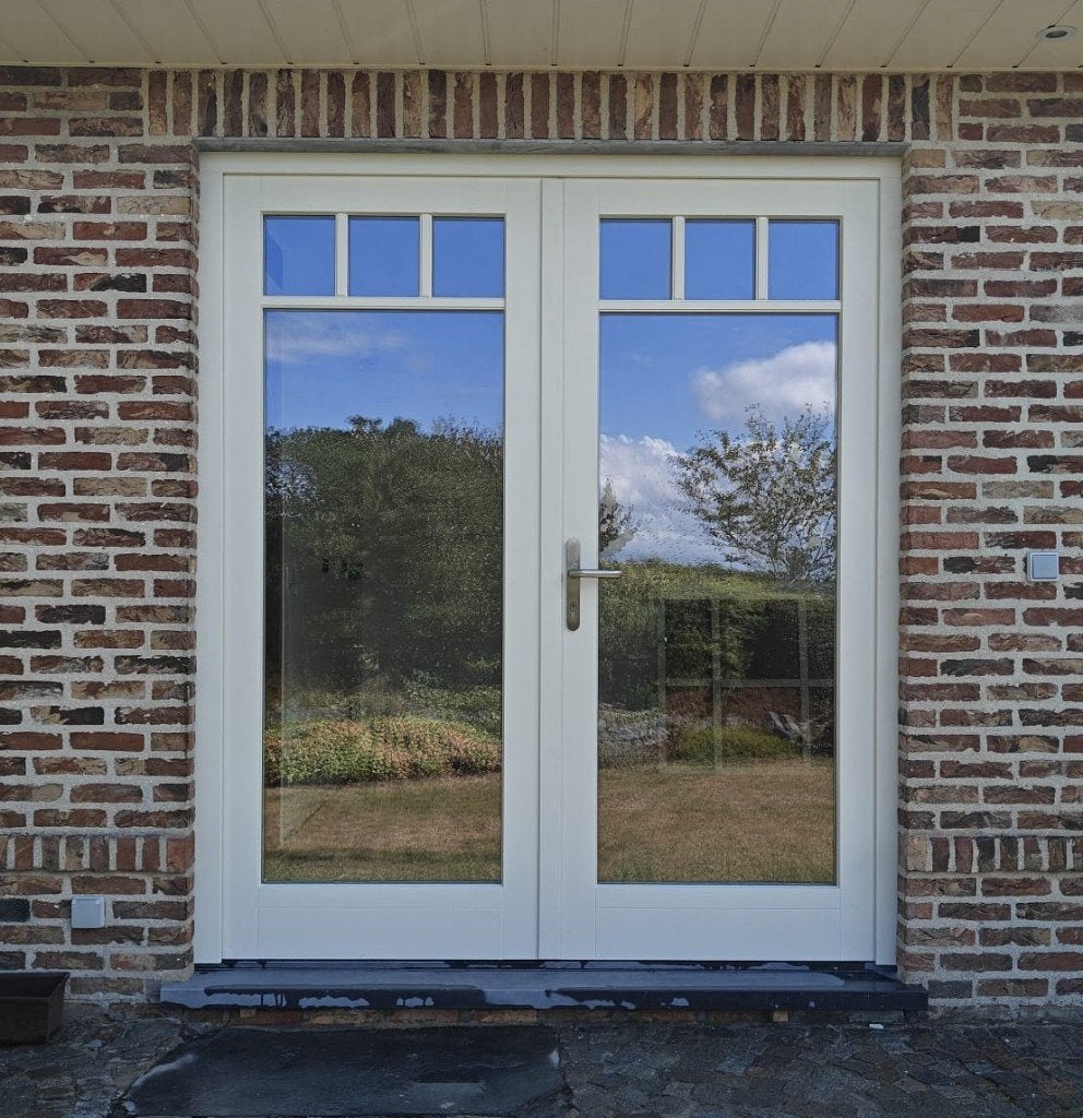 TE KOOP: Dubbele buitendeur, Ophalen, 120 cm of meer, 200 tot 215 cm, Glas