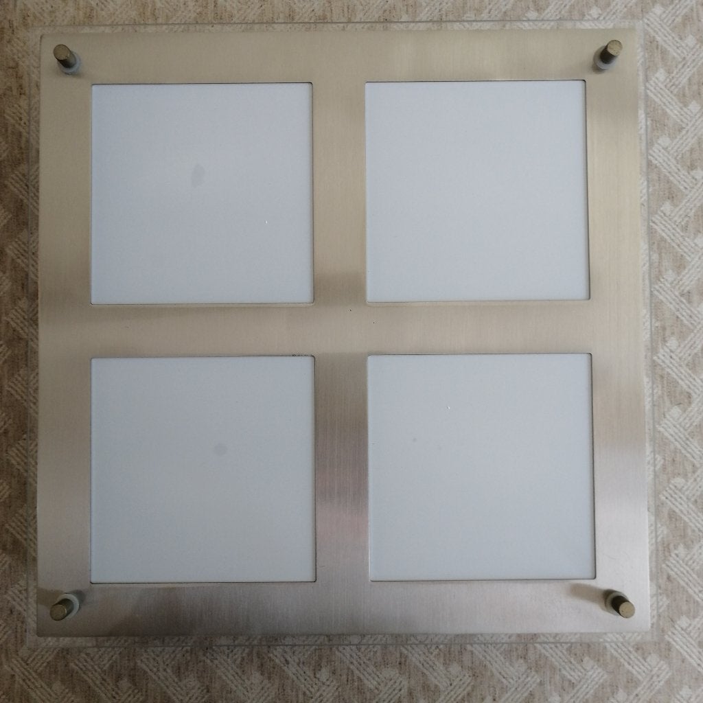 Plafonnier carré moderne avec 4 ampoules de 40 W, Ophalen, Zilver, Modern, E14 (klein)
