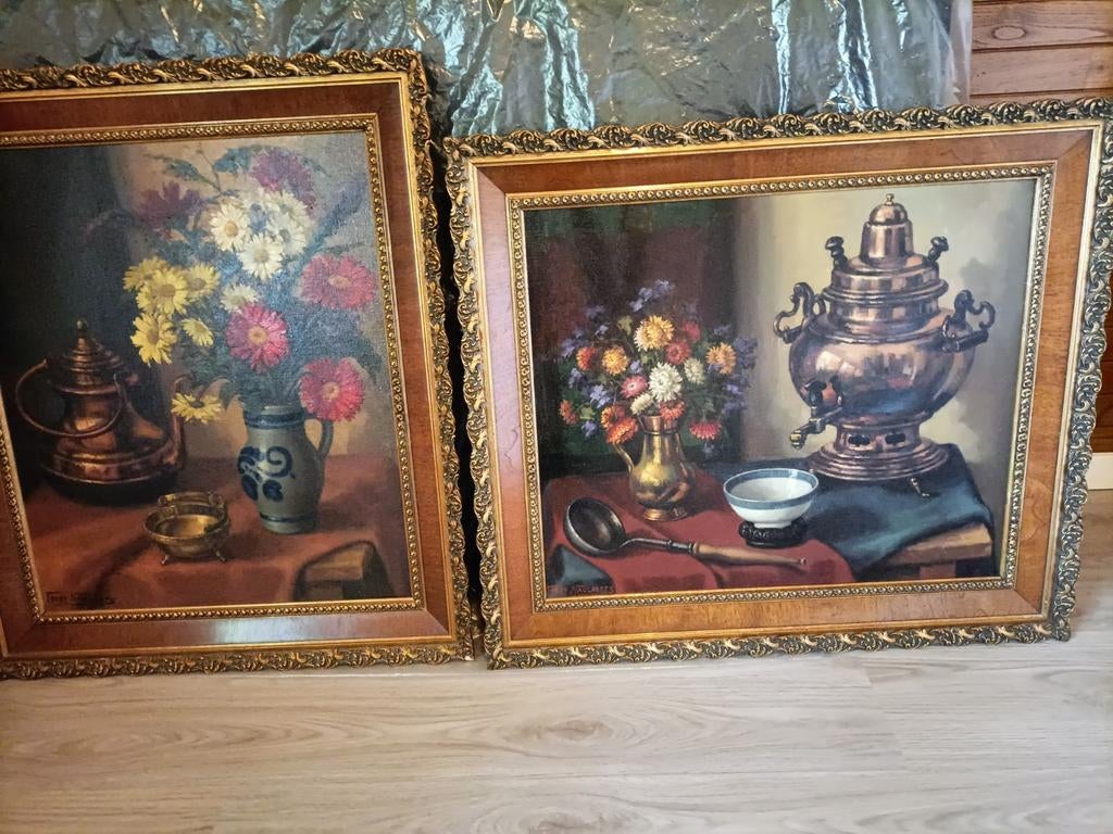Twee schilderijen met vergulde kader,, Enlèvement